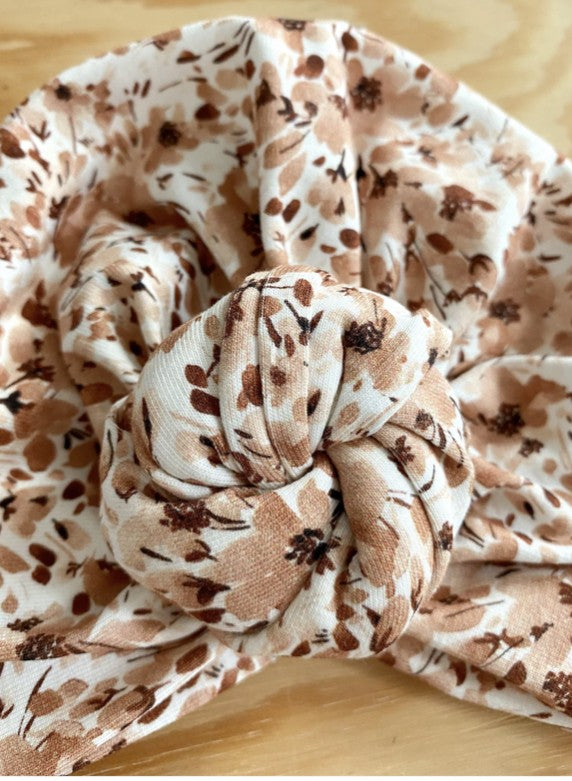 Turban Fleurs Marron