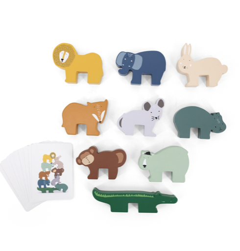 Jeu d'empilage en bois - Animaux