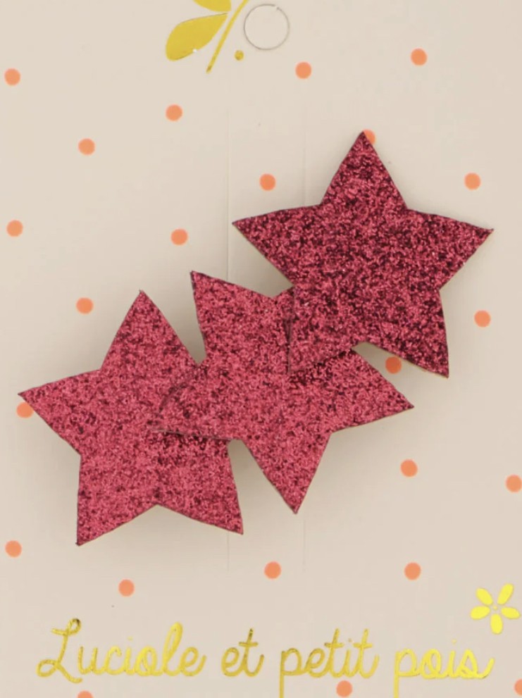 Barrette trois étoiles - Framboise