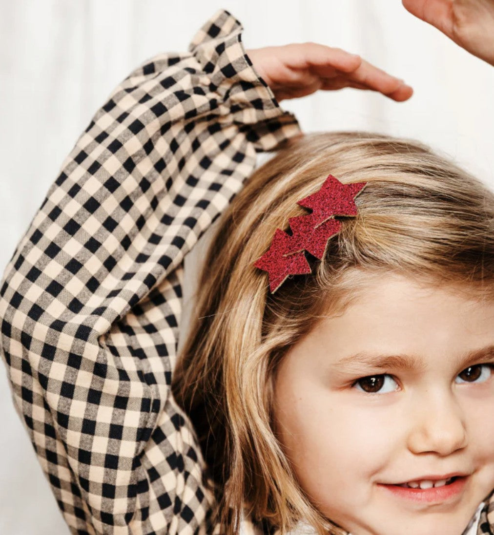 Barrette trois étoiles - Framboise