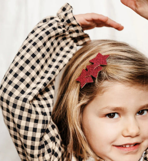 Barrette trois étoiles - Framboise
