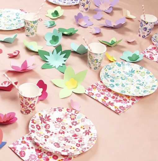 Anniversaire - Assiette - Thème Fleur