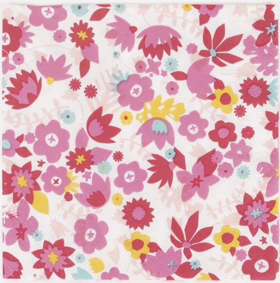 Anniversaire - serviette - thème fleur