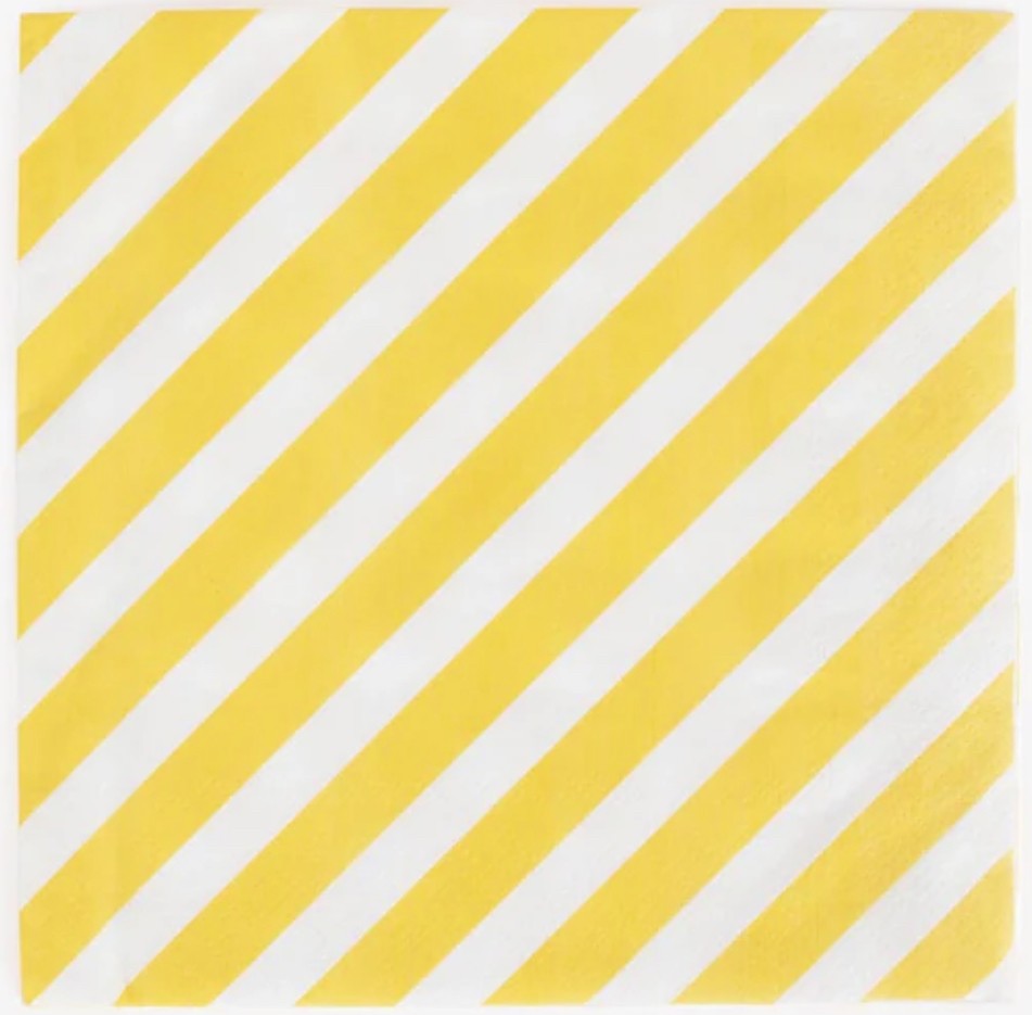 Anniversaire - serviette - rayures jaunes