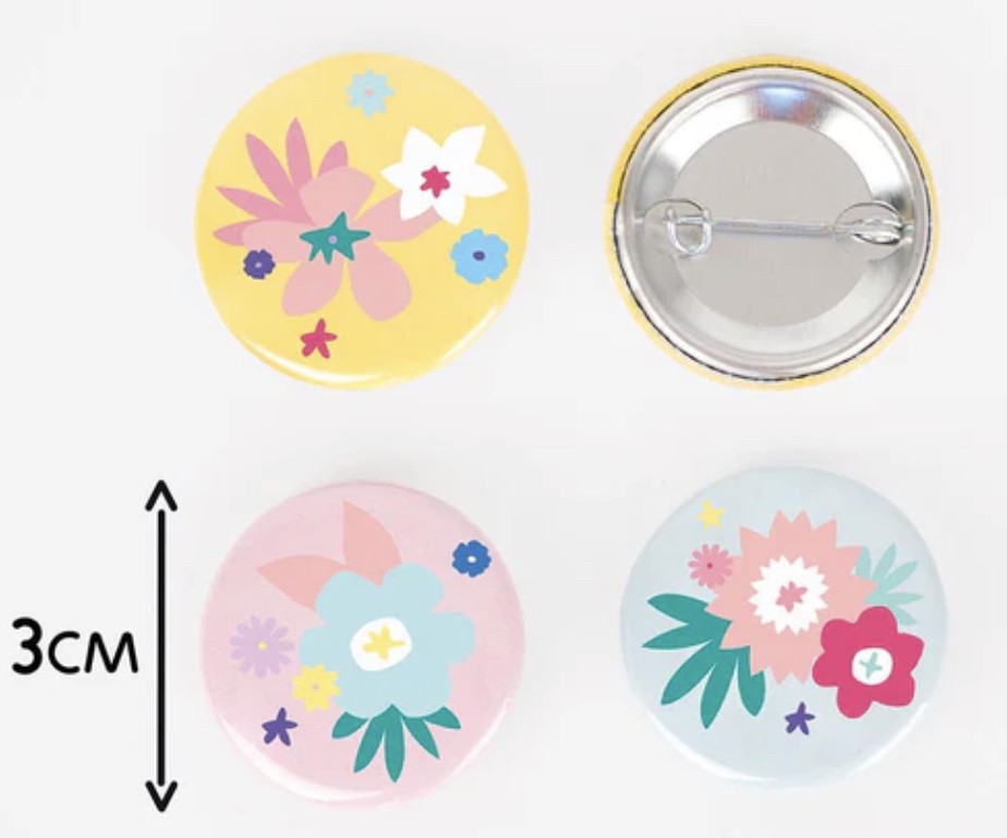 Anniversaire - badge / pin’s - thème fleur