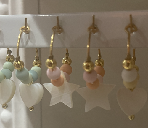 Boucles d'oreilles "Les Chanceuses Etoile " - Rose
