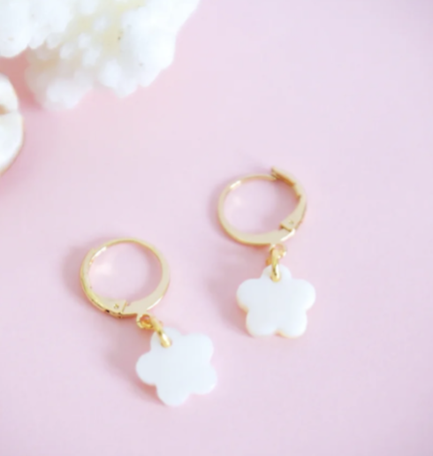 Boucles d'oreilles "Les Pensives " - Blanches