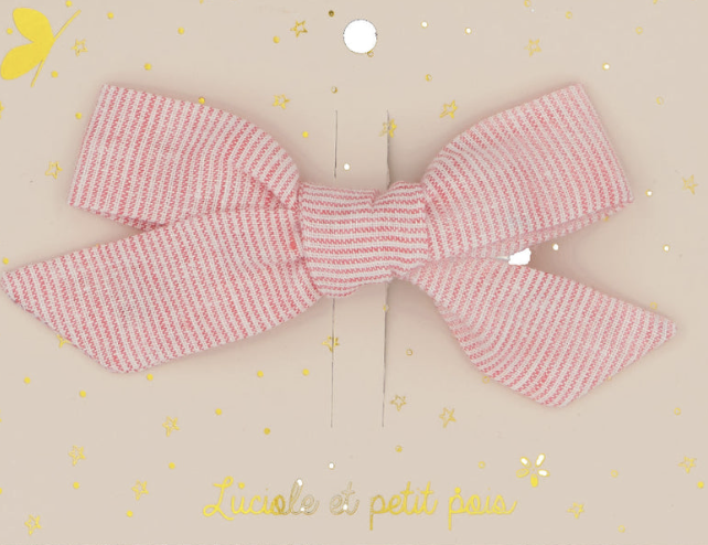 Barrette - noeud princesse - Rayé rose