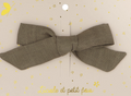 Barrette - noeud princesse - Lin kaki