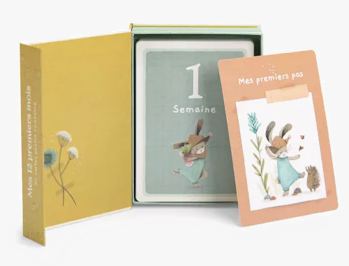 Carte naissance 12 mois - Trois petits lapins