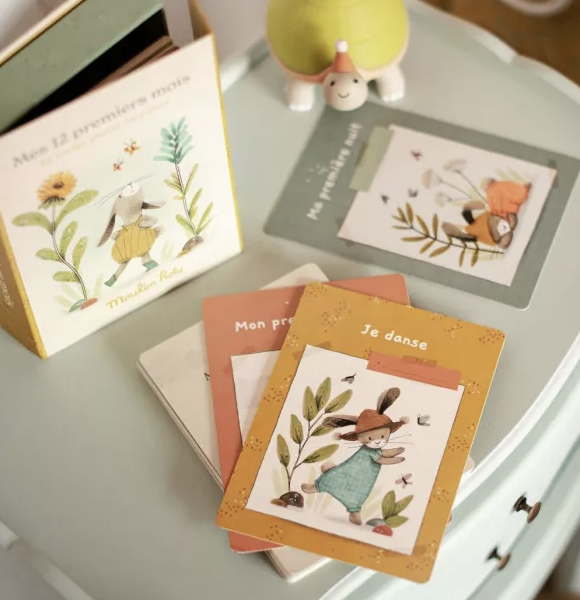 Carte naissance 12 mois - Trois petits lapins
