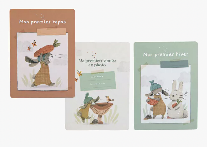 Carte naissance 12 mois - Trois petits lapins