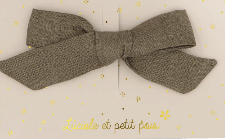 Barrette noeud princesse - Lin kaki