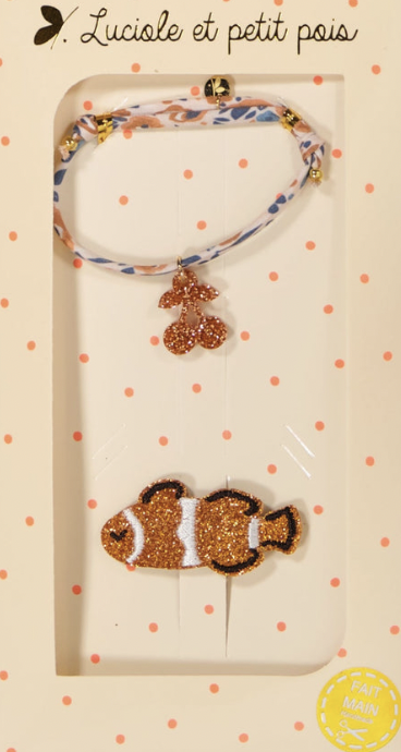 Coffret barrettes et bracelet - Poisson clown / Bracelet victoria