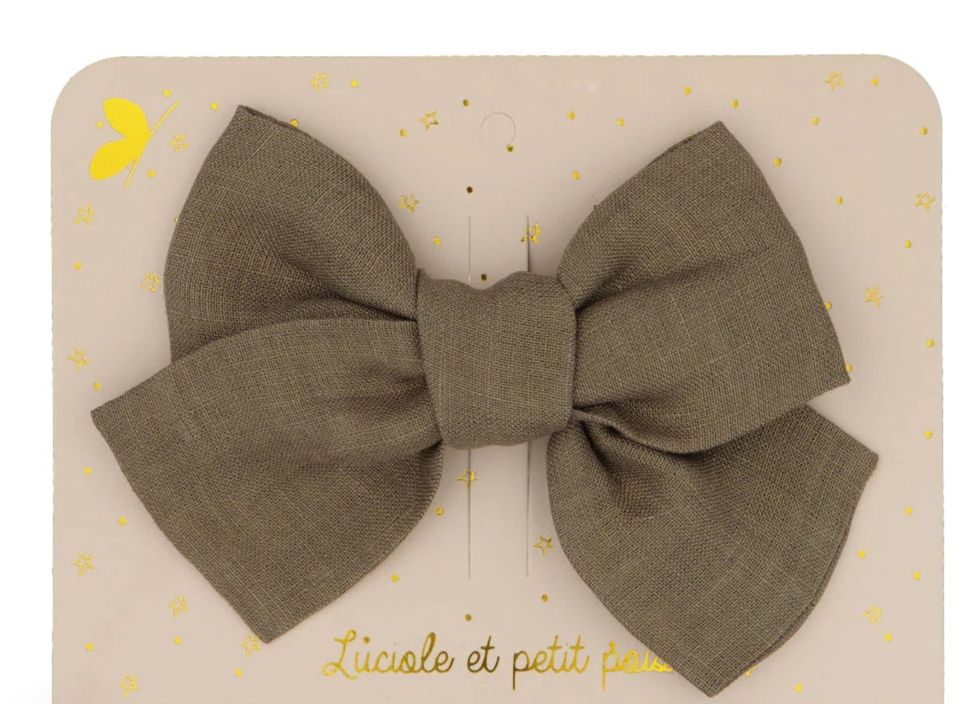 Barrette grand noeud princesse - lin kaki