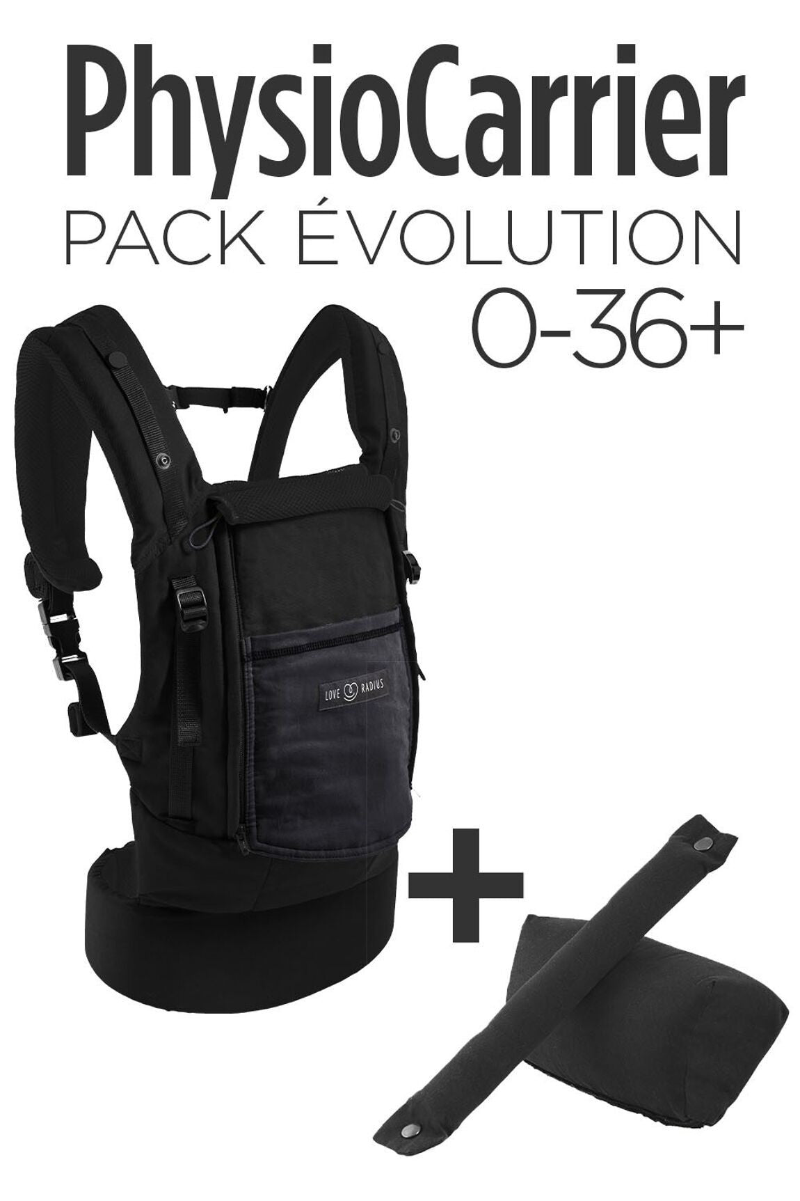 Porte-bébé PhysioCarrier  + kit d’extension - Noir Anthracite