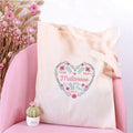 Grand tote bag Cœur en fleurs - Maîtresse