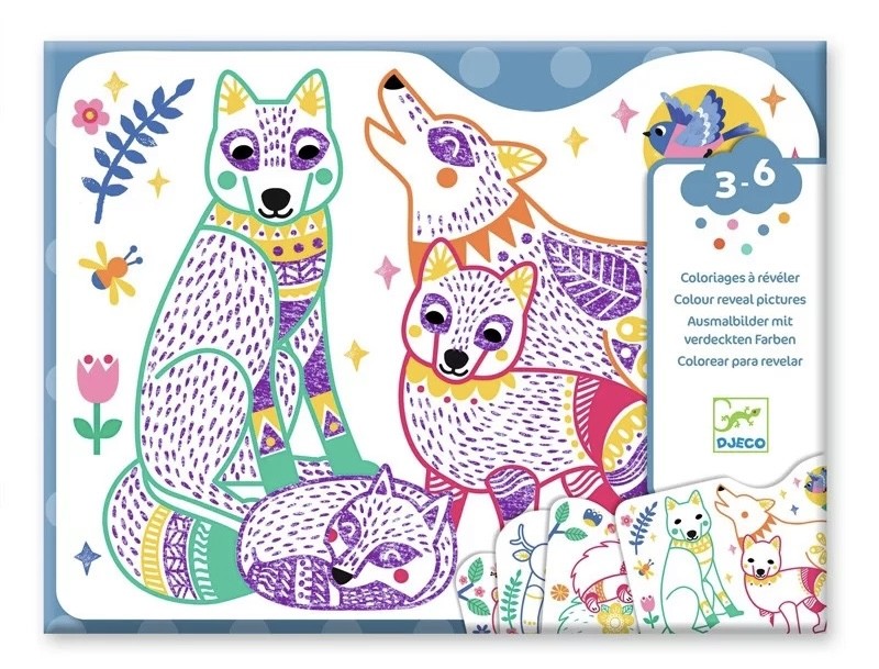 Coloriage à révéler - Familles de la forêt