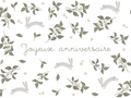 Carte Anniversaire - Lapins fleuris