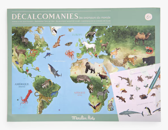 Mappemonde avec décalcomanies - Tout autour du monde
