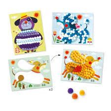 Collages pompons - Des chiens à caresser