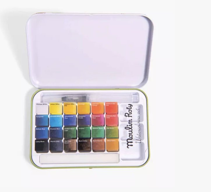 La boîte aquarelle et son pinceau à réservoir d'eau - Le Jardin du Moulin