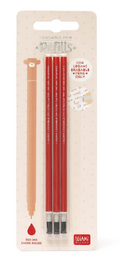 Stylo effaçable - 3 recharges encre rouge
