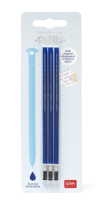 Stylo effaçable - 3 recharges encre bleue