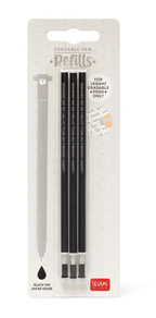 Stylo effaçable - 3 recharges encre noire