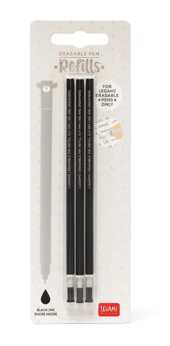 Stylo effaçable - 3 recharges encre noire
