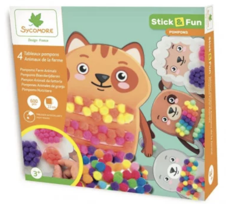 Stick'N Fun - Pompons - Animaux de la Ferme