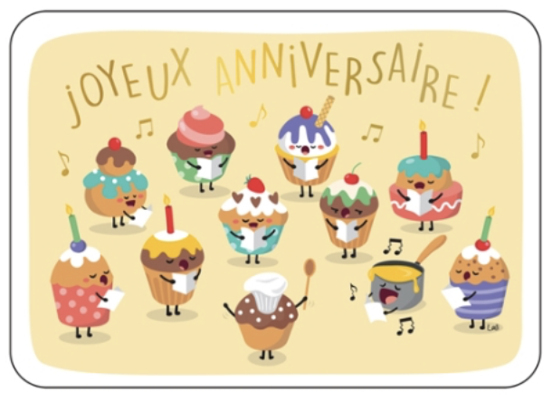Carte - Joyeux anniversaire cupcakes