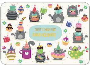 Carte - Joyeux anniversaire chats