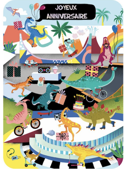 Carte - Dinos skatepark joyeux anniversaire