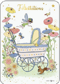 Carte - Félicitations naissance fée et berceau