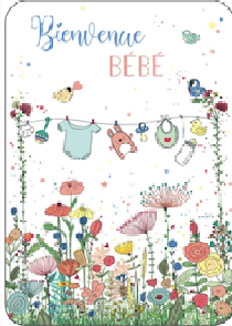 Carte - Bienvenue bébé fil à linge