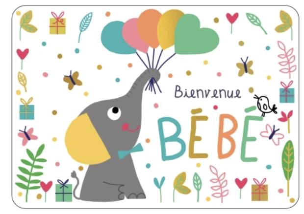 Carte - Bienvenue bébé éléphant