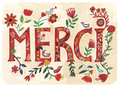 Carte - Merci fleurs rouges