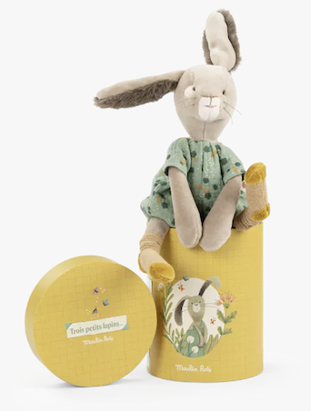 Poupée lapin sauge en boîte - Trois petits lapins
