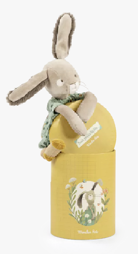 Poupée lapin sauge en boîte - Trois petits lapins