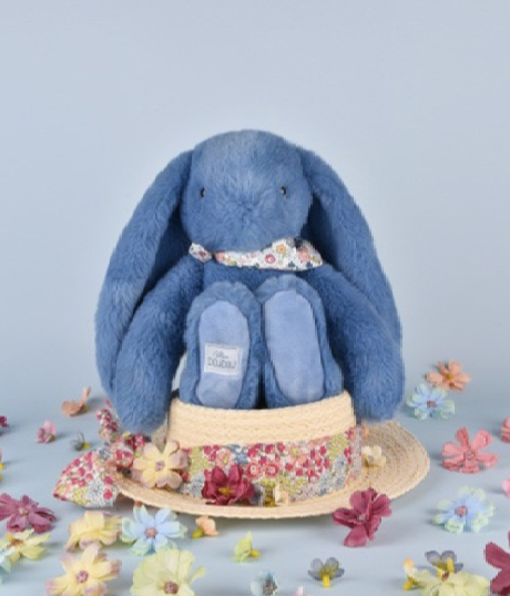 Lapin Fleurette - Bleu 25 cm