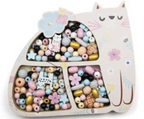 Coffret perles bois - Chat
