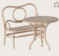 Table à café et banc, Souris, Grande - Rose pâle