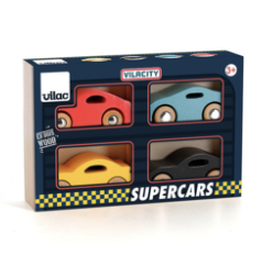 Coffret de 4 voitures en bois - Super cars