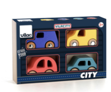 Coffret de 4 voitures en bois - City