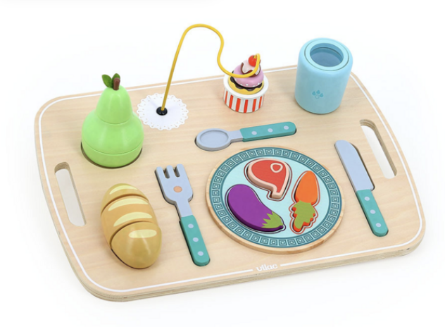 Jeu d'éveil en bois - Plateau repas multi activités