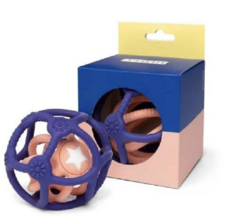 Set de 2 balles sensorielles silicone - Bleu et rose