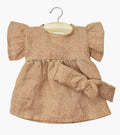 Gordies - Robe Daisy et son headband à noeuds ronds en lin lavé nude