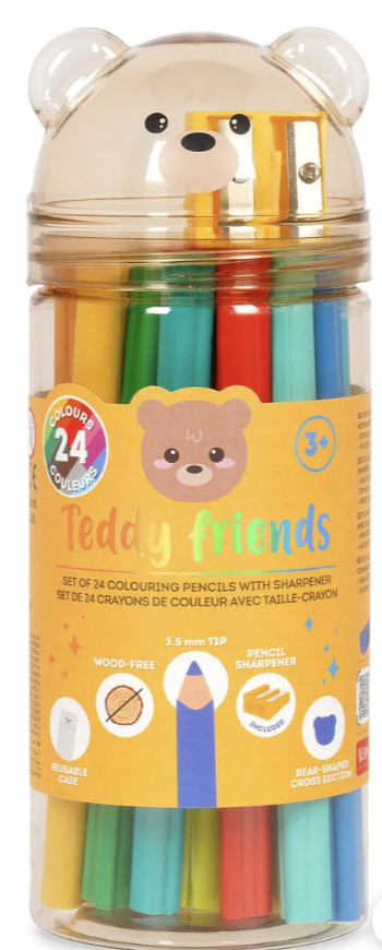 Set de 24 crayons de couleur - Teddy Friends