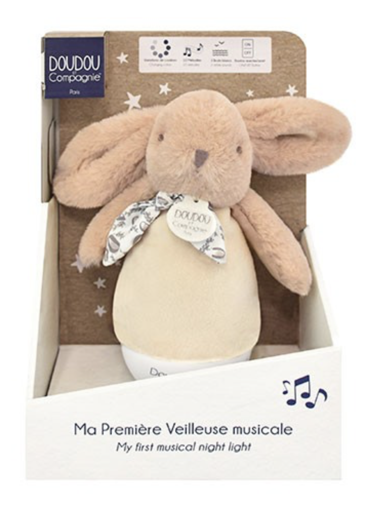 Lapin doudou - Veilleuse musicale culbuto beige
